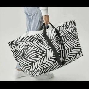 IKEA FRAKTA Blk/White Leaf SLUKIS Large Reusable Shopping Bag Laundry